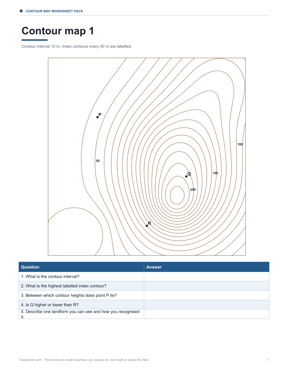Preview of the first page of Map reading worksheets (PDF)